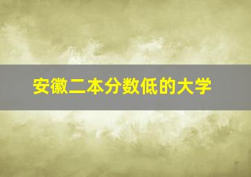 安徽二本分数低的大学