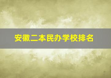 安徽二本民办学校排名