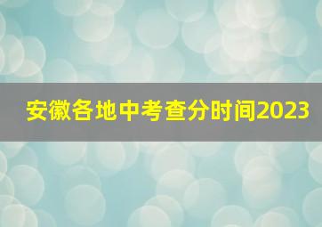 安徽各地中考查分时间2023