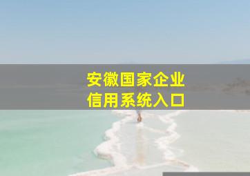 安徽国家企业信用系统入口