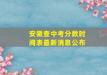 安徽查中考分数时间表最新消息公布