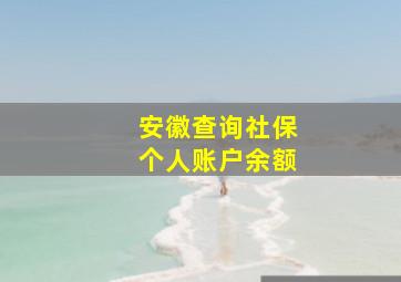 安徽查询社保个人账户余额