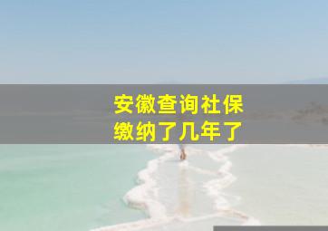 安徽查询社保缴纳了几年了