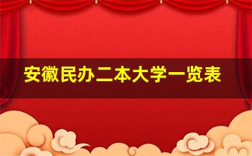 安徽民办二本大学一览表