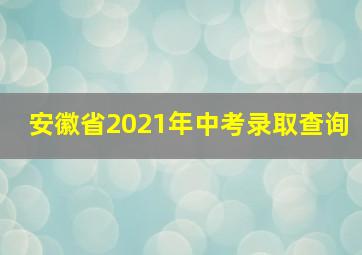 安徽省2021年中考录取查询