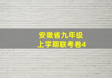 安徽省九年级上学期联考卷4