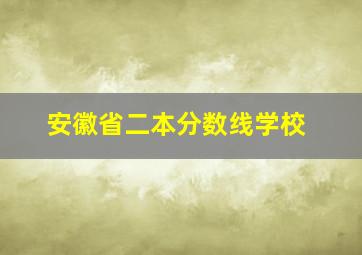 安徽省二本分数线学校