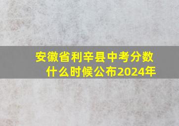 安徽省利辛县中考分数什么时候公布2024年