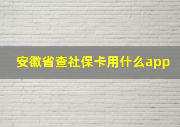 安徽省查社保卡用什么app