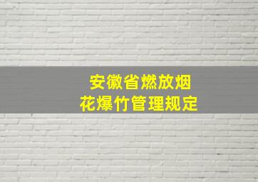 安徽省燃放烟花爆竹管理规定