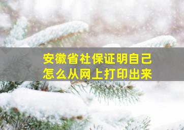 安徽省社保证明自己怎么从网上打印出来