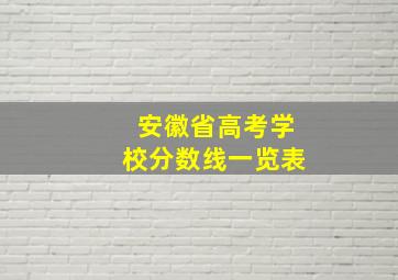 安徽省高考学校分数线一览表