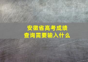 安徽省高考成绩查询需要输入什么