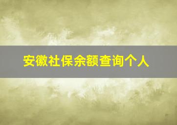 安徽社保余额查询个人