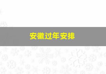 安徽过年安排