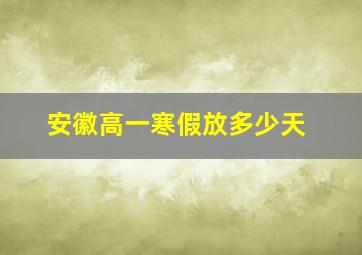 安徽高一寒假放多少天