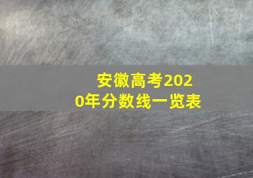 安徽高考2020年分数线一览表