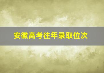 安徽高考往年录取位次