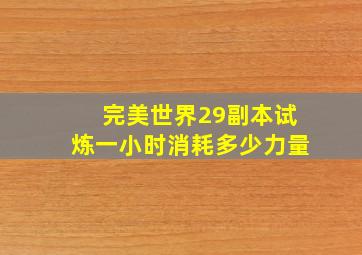 完美世界29副本试炼一小时消耗多少力量