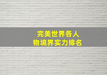 完美世界各人物境界实力排名