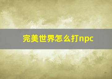 完美世界怎么打npc