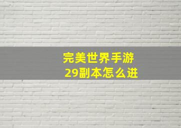 完美世界手游29副本怎么进