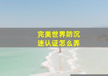 完美世界防沉迷认证怎么弄