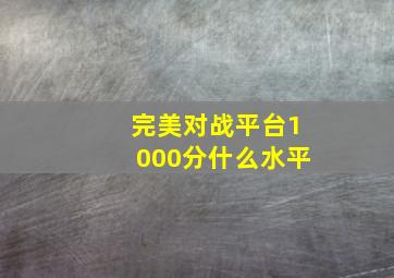 完美对战平台1000分什么水平