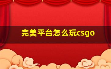 完美平台怎么玩csgo