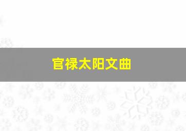 官禄太阳文曲