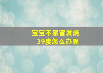 宝宝不感冒发烧39度怎么办呢