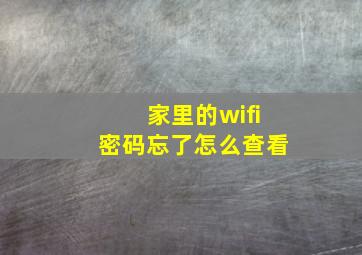 家里的wifi密码忘了怎么查看