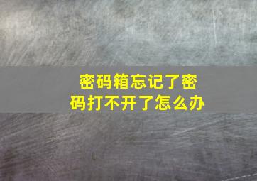 密码箱忘记了密码打不开了怎么办