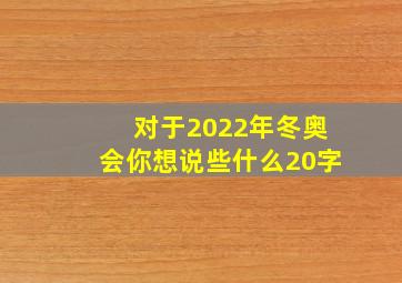 对于2022年冬奥会你想说些什么20字