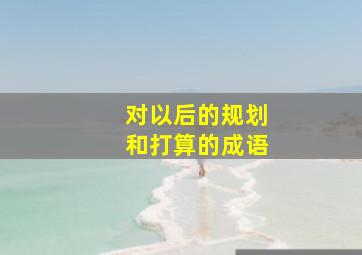 对以后的规划和打算的成语