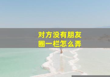 对方没有朋友圈一栏怎么弄