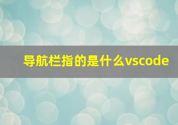 导航栏指的是什么vscode