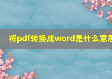 将pdf转换成word是什么意思