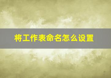 将工作表命名怎么设置