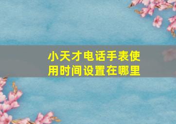 小天才电话手表使用时间设置在哪里