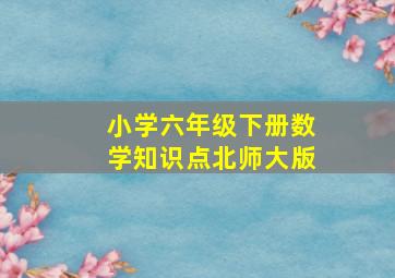 小学六年级下册数学知识点北师大版