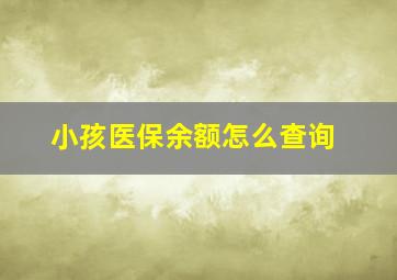 小孩医保余额怎么查询