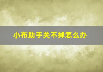 小布助手关不掉怎么办