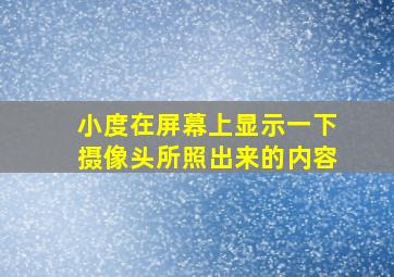 小度在屏幕上显示一下摄像头所照出来的内容