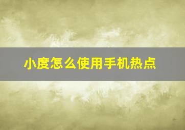 小度怎么使用手机热点