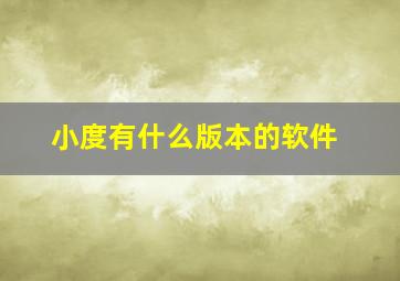 小度有什么版本的软件