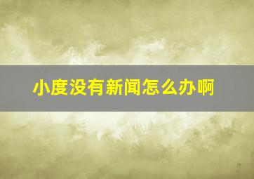 小度没有新闻怎么办啊