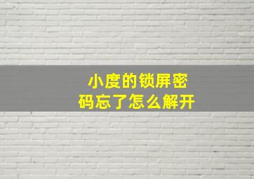 小度的锁屏密码忘了怎么解开