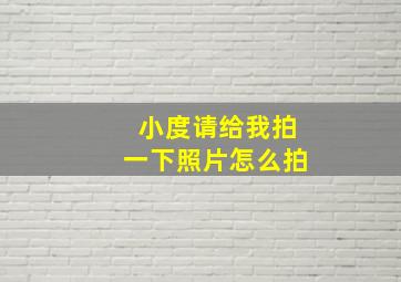 小度请给我拍一下照片怎么拍