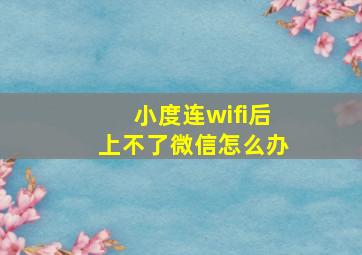 小度连wifi后上不了微信怎么办